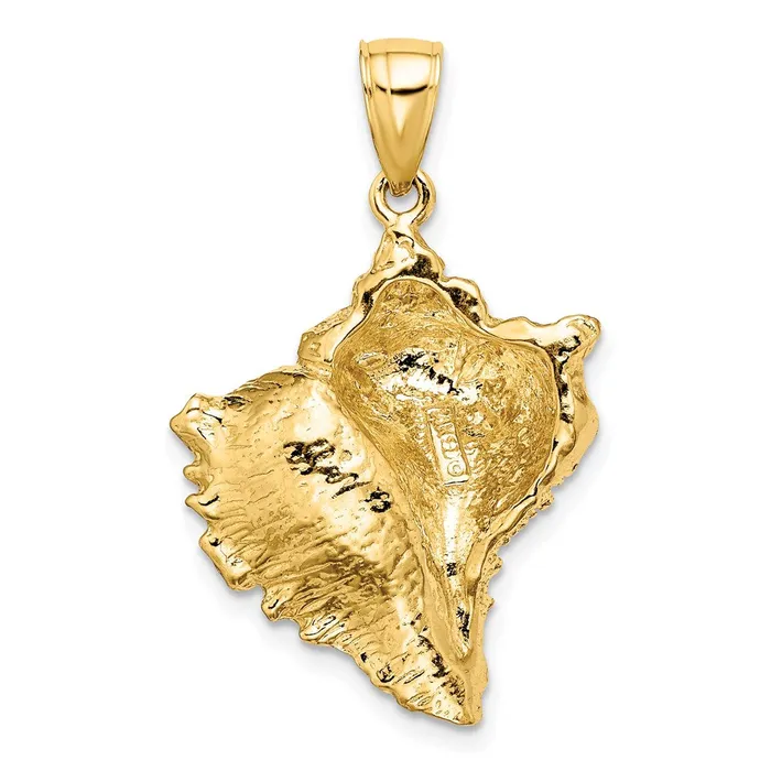 14k Yellow Gold Textured Conch Shell Charm Goldia Charm Necklaces