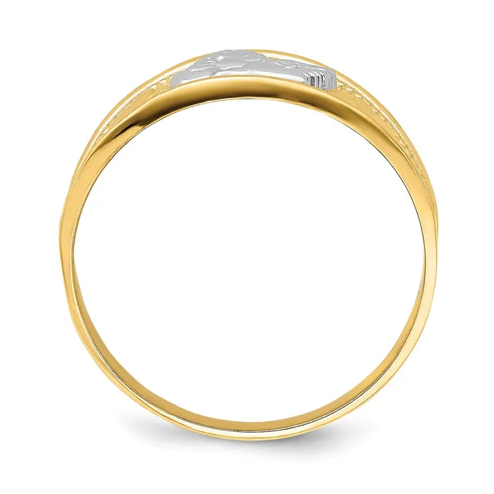 14k Yellow Gold w Rhodium Angel and Heart Band Goldia Rings
