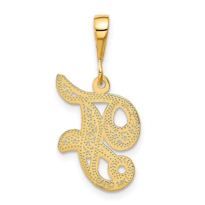 14k Yellow GoldY Polished Script Filigree Letter F Initial Pendant Goldia Necklaces