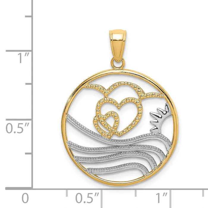 14k Yellow u0026 Rhodium Gold wRhodium Sun Hearts Water Circle Charm Goldia Charm Necklaces