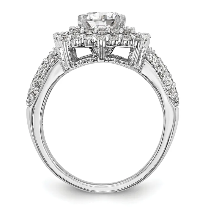 14kw Peg Set Simulated Diamond Double Cushion Halo Engagement Ring Goldiacom Rings