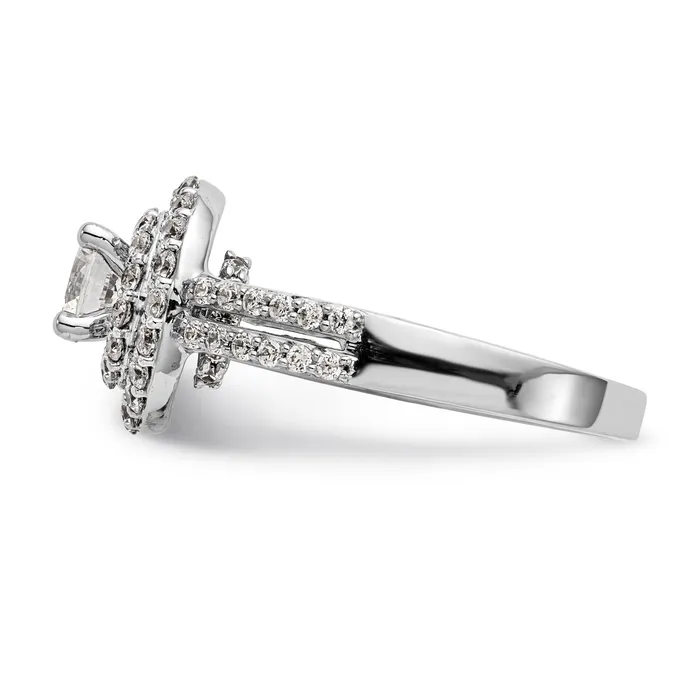 14kw Peg Set Simulated Diamond Double Cushion Halo Engagement Ring Goldiacom Rings