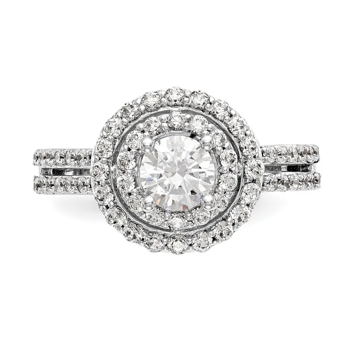 14kw Peg Set Simulated Diamond Double Cushion Halo Engagement Ring Goldiacom Rings