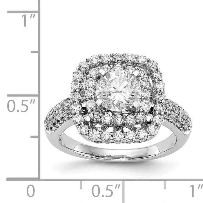 14kw Peg Set Simulated Diamond Double Cushion Halo Engagement Ring Goldiacom Rings