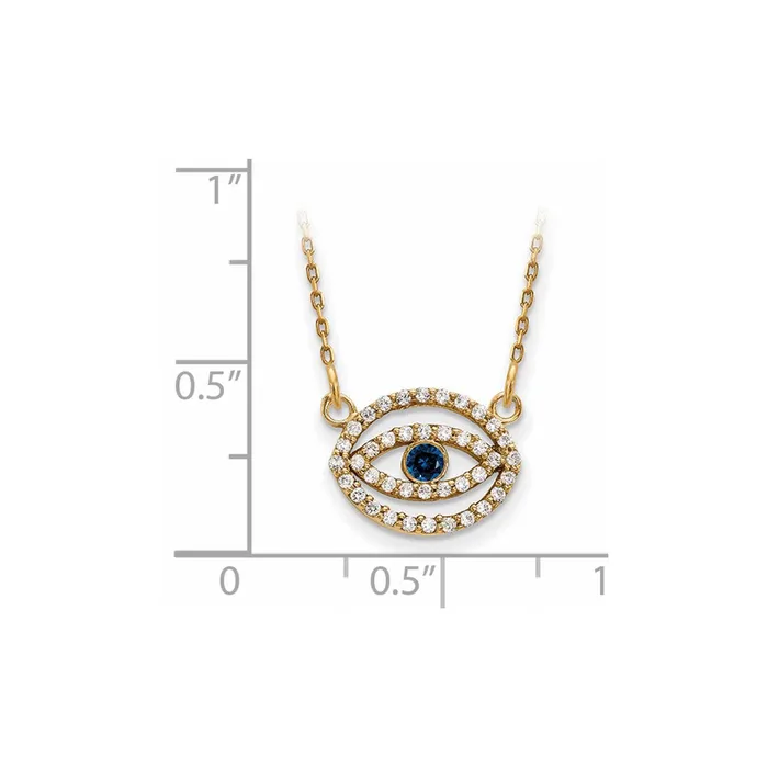 14ky Small Necklace Diamond and Sapphire Gold Halo Evil Eye Goldia Necklaces