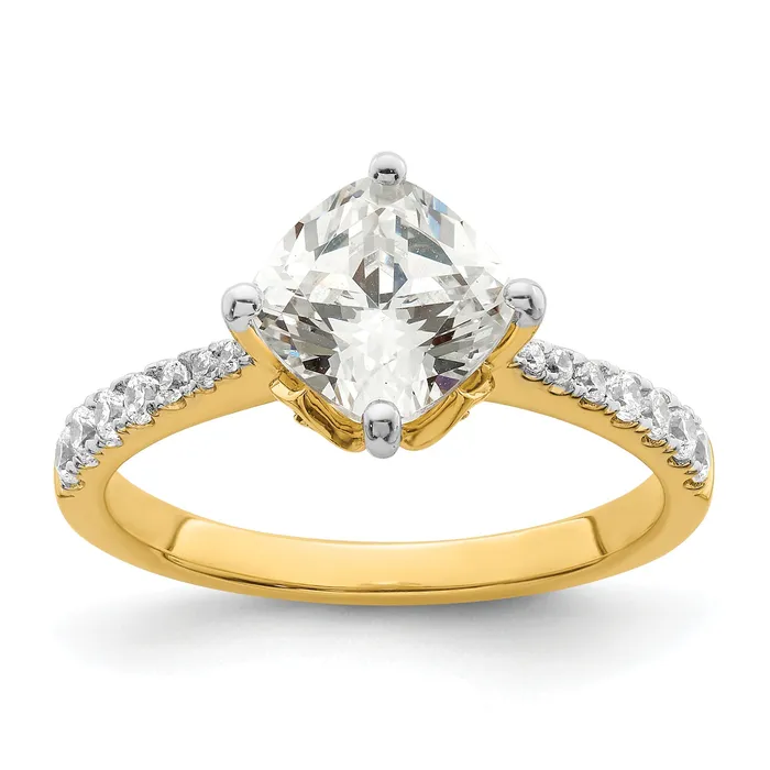 200ct CZ Solid Real 14k Polish 2ct Cushion Leaf Design Dia Ring Goldia Rings 200ct CZ Solid Real 14k Polish 2ct Cushion Leaf Design Dia Ring Goldia Rings