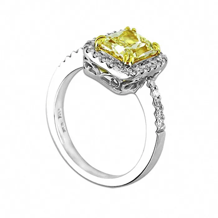 225 CT TW RadiantCut Yellow and White Natural Diamond Engagement Ring in Solid 18K White Gold SI2 Goldia Rings 225 CT TW RadiantCut Yellow and White Natural Diamond Engagement Ring in Solid 18K White Gold SI2 Goldia Rings
