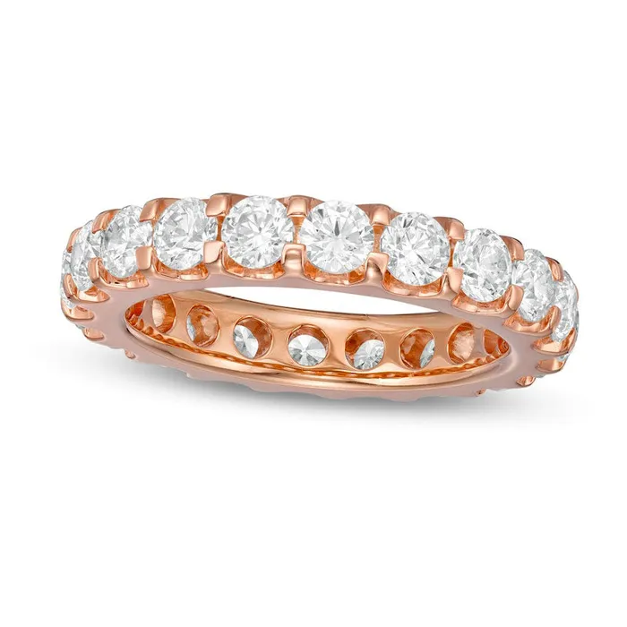25 CT TW Natural Diamond Eternity Wedding Band in Solid 14K Rose Gold Goldia Rings