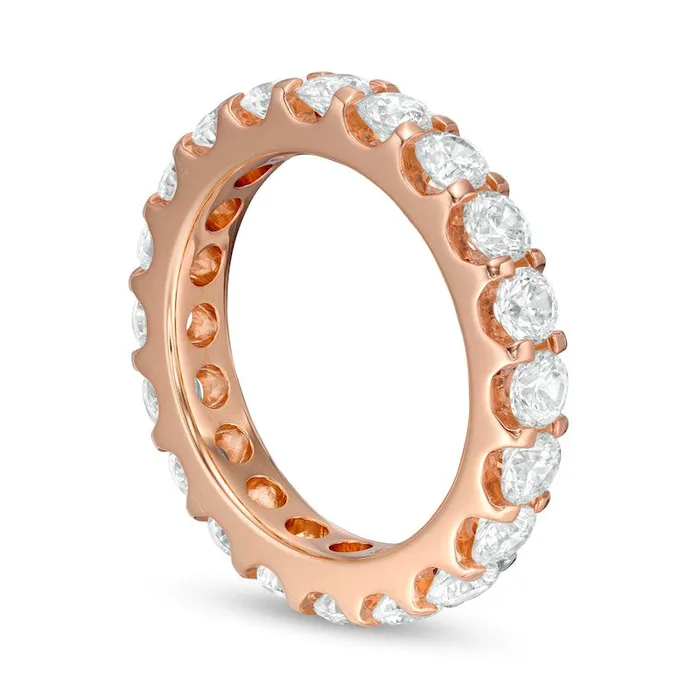 25 CT TW Natural Diamond Eternity Wedding Band in Solid 14K Rose Gold Goldia Rings 25 CT TW Natural Diamond Eternity Wedding Band in Solid 14K Rose Gold Goldia Rings