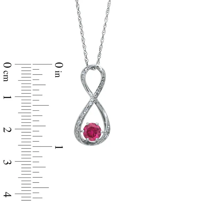 55mm LabCreated Ruby and Diamond Accent Infinity Pendant in Sterling Silver Goldia Necklaces 55mm LabCreated Ruby and Diamond Accent Infinity Pendant in Sterling Silver Goldia Necklaces