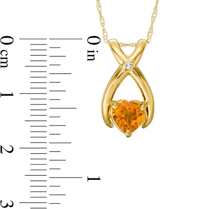 60mm HeartShaped Citrine and Natural Diamond Accent Wishbone Pendant in 10K Yellow Gold Goldia Necklaces 60mm HeartShaped Citrine and Natural Diamond Accent Wishbone Pendant in 10K Yellow Gold Goldia Necklaces
