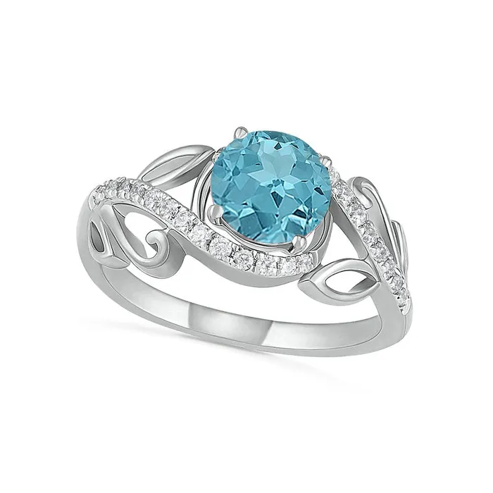 70mm Aquamarine and 038 CT TW Natural Diamond Bypass Leaf Shank Bridal Engagement Ring Set in Solid 10K White Gold Goldia Rings 70mm Aquamarine and 038 CT TW Natural Diamond Bypass Leaf Shank Bridal Engagement Ring Set in Solid 10K White Gold Goldia Rings