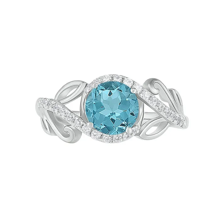70mm Aquamarine and 038 CT TW Natural Diamond Bypass Leaf Shank Bridal Engagement Ring Set in Solid 10K White Gold Goldia Rings 70mm Aquamarine and 038 CT TW Natural Diamond Bypass Leaf Shank Bridal Engagement Ring Set in Solid 10K White Gold Goldia Rings