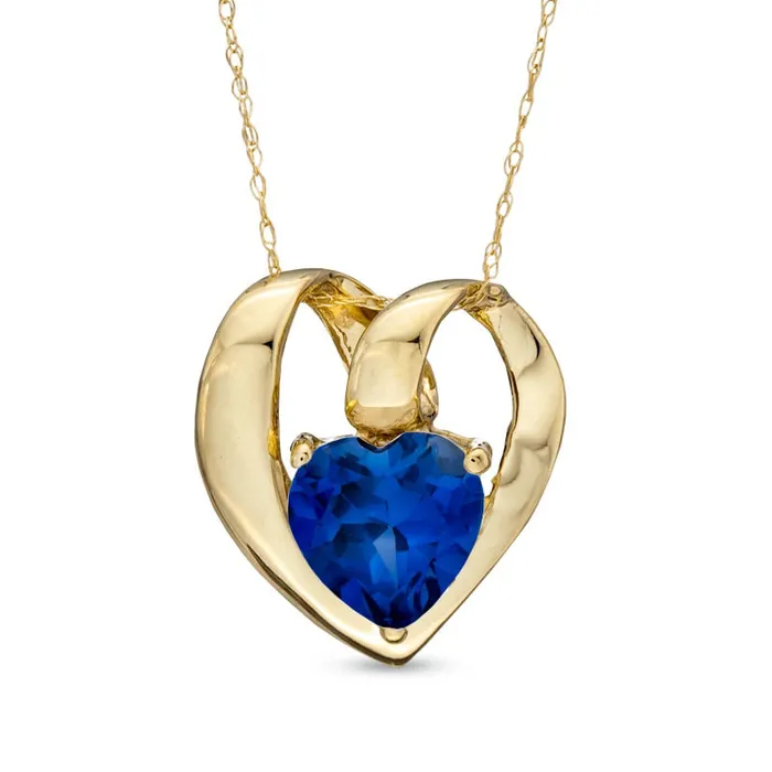 70mm HeartShaped LabCreated Blue Sapphire Pendant in 10K Yellow Gold Goldia Necklaces 70mm HeartShaped LabCreated Blue Sapphire Pendant in 10K Yellow Gold Goldia Necklaces