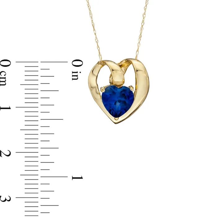 70mm HeartShaped LabCreated Blue Sapphire Pendant in 10K Yellow Gold Goldia Necklaces 70mm HeartShaped LabCreated Blue Sapphire Pendant in 10K Yellow Gold Goldia Necklaces