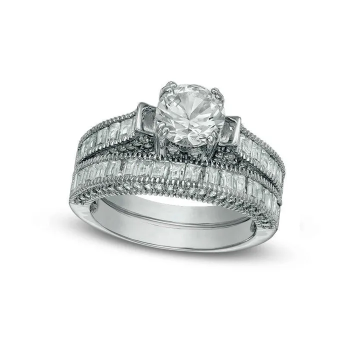70mm PrincessCut LabCreated White Sapphire Bridal Engagement Ring Set in Sterling Silver Goldia Rings 70mm PrincessCut LabCreated White Sapphire Bridal Engagement Ring Set in Sterling Silver Goldia Rings