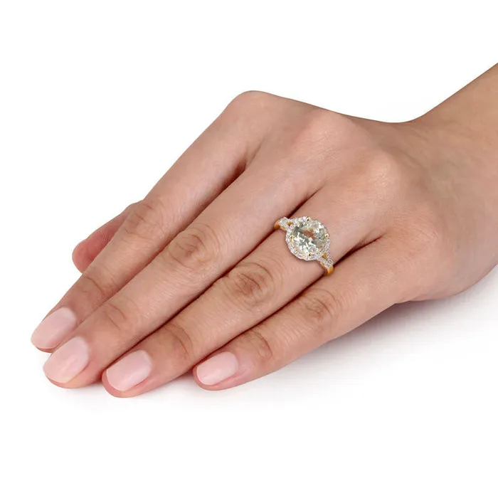 90mm Green Quartz and 020 CT TW Natural Diamond Frame Split Shank Ring in Solid 14K Gold Goldia Rings 90mm Green Quartz and 020 CT TW Natural Diamond Frame Split Shank Ring in Solid 14K Gold Goldia Rings