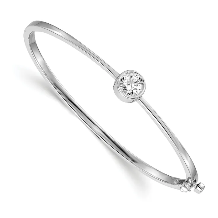 Bracelets Goldia 14k White Gold 1 Ct Lab Grown Diamond VSSI G Bezel Bangle Bracelet Bracelets Goldia 14k White Gold 1 Ct Lab Grown Diamond VSSI G Bezel Bangle Bracelet