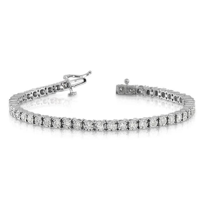 Bracelets Goldia 14k White Gold 2 Ct Lab Grown Diamond VSSI G 7 inch Illusion Setting Bracelet