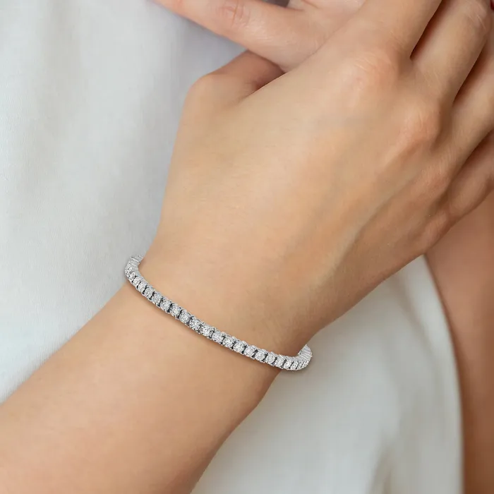 Bracelets Goldia 14k White Gold 2 Ct Lab Grown Diamond VSSI G 7 inch Illusion Setting Bracelet