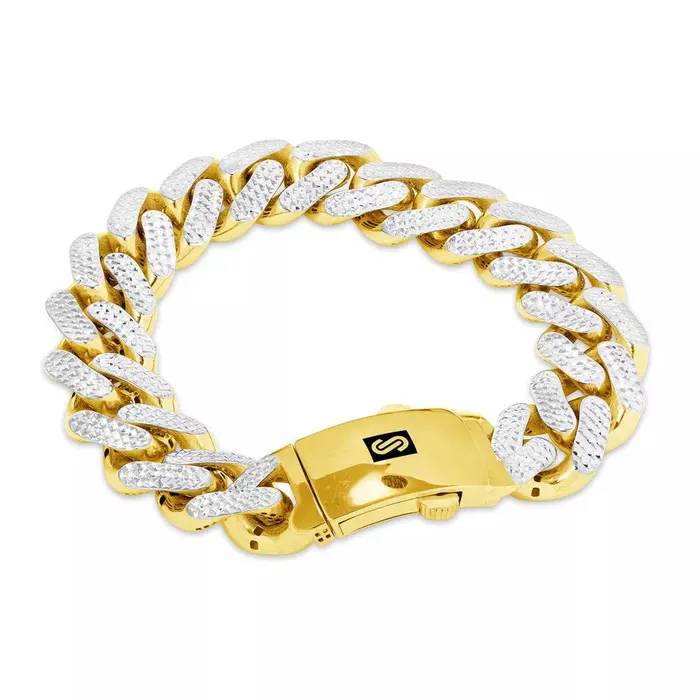 Bracelets Goldiacom 10k Yellow Gold 17mm Monaco Miami Cuban Diamond Cut Pave Chain Bracelet 85 Bracelets Goldiacom 10k Yellow Gold 17mm Monaco Miami Cuban Diamond Cut Pave Chain Bracelet 85