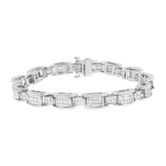 Bracelets JMS always Original 14K White Gold 50 Cttw Princess Cut Diamond Invisible Set Alternating Size D Shaped Links Tennis Bracelet HI Color SI2I1 Clarity 7 Bracelets JMS always Original 14K White Gold 50 Cttw Princess Cut Diamond Invisible Set Alternating Size D Shaped Links Tennis Bracelet HI Color SI2I1 Clarity 7