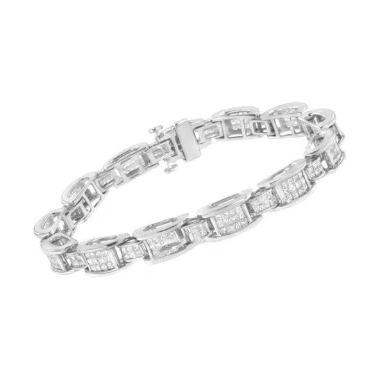 Bracelets JMS always Original 14K White Gold 50 Cttw Princess Cut Diamond Invisible Set Alternating Size D Shaped Links Tennis Bracelet HI Color SI2I1 Clarity 7 Bracelets JMS always Original 14K White Gold 50 Cttw Princess Cut Diamond Invisible Set Alternating Size D Shaped Links Tennis Bracelet HI Color SI2I1 Clarity 7
