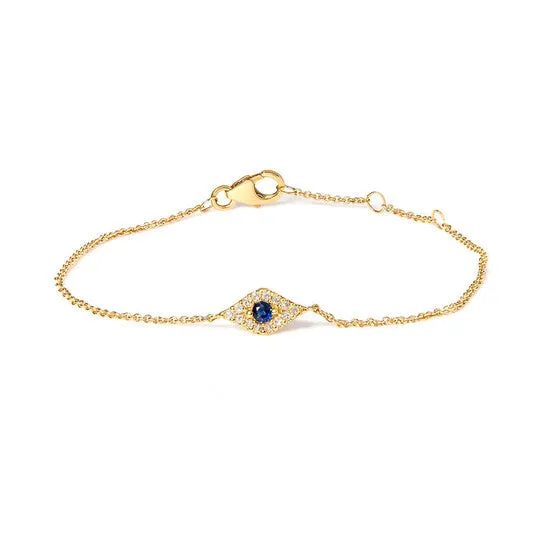 Bracelets JMS always Original Haus of Brilliance 10K Yellow Gold Blue Sapphire and Diamond Accent Evil Eye Station Link Bracelet HI Color I1I2 Clarity Size 7 Bracelets JMS always Original Haus of Brilliance 10K Yellow Gold Blue Sapphire and Diamond Accent Evil Eye Station Link Bracelet HI Color I1I2 Clarity Size 7