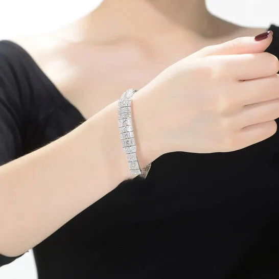 Bracelets JMS always Original Megan Walford Classy Sterling Silver Emerald Clear Cubic Zirconia Tennis Bracelet Bracelets JMS always Original Megan Walford Classy Sterling Silver Emerald Clear Cubic Zirconia Tennis Bracelet