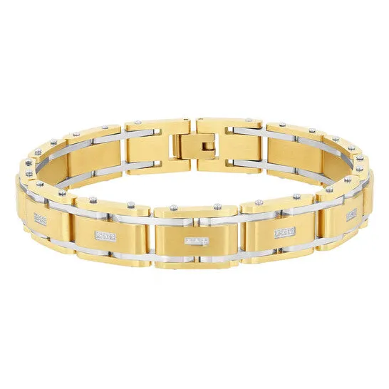 Bracelets JMS always Original Robert Alton 110CTW Diamond Stainless Steel with Yellow Finish Mens Link Bracelet Bracelets JMS always Original Robert Alton 110CTW Diamond Stainless Steel with Yellow Finish Mens Link Bracelet