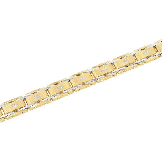 Bracelets JMS always Original Robert Alton 110CTW Diamond Stainless Steel with Yellow Finish Mens Link Bracelet Bracelets JMS always Original Robert Alton 110CTW Diamond Stainless Steel with Yellow Finish Mens Link Bracelet