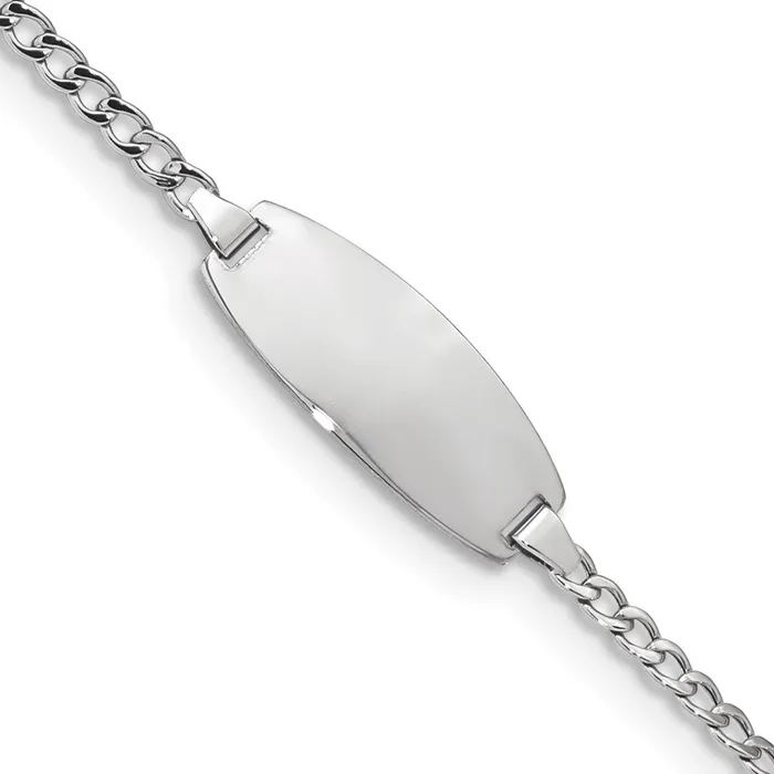 Bracelets MDS 14k White Gold SemiSolid Oval Curb ID Bracelet