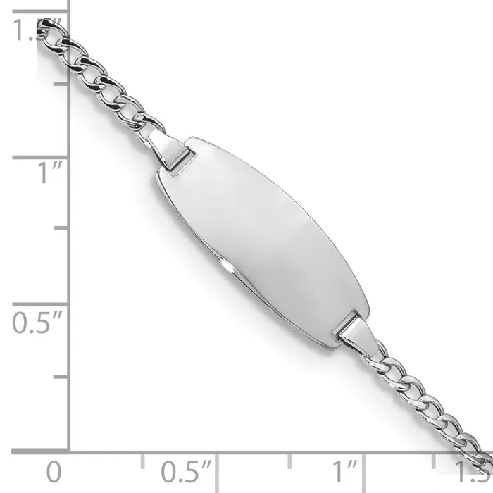 Bracelets MDS 14k White Gold SemiSolid Oval Curb ID Bracelet Bracelets MDS 14k White Gold SemiSolid Oval Curb ID Bracelet