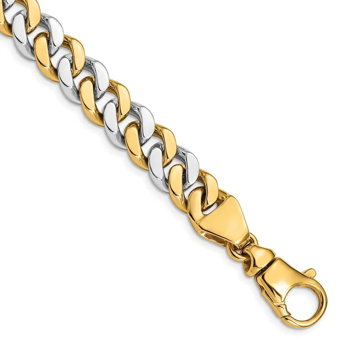 Bracelets MDS Solid 14K Twotone Gold 9 inch 10mm Hand Polished Fancy Link with Fancy Lobster Clasp Bracelet Bracelets MDS Solid 14K Twotone Gold 9 inch 10mm Hand Polished Fancy Link with Fancy Lobster Clasp Bracelet