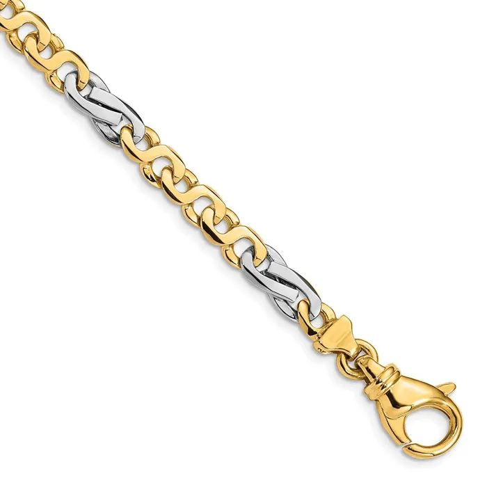 Bracelets MDS Solid 14K Twotone Gold 9 inch 58mm Hand Polished Fancy Link with Fancy Lobster Clasp Bracelet Bracelets MDS Solid 14K Twotone Gold 9 inch 58mm Hand Polished Fancy Link with Fancy Lobster Clasp Bracelet