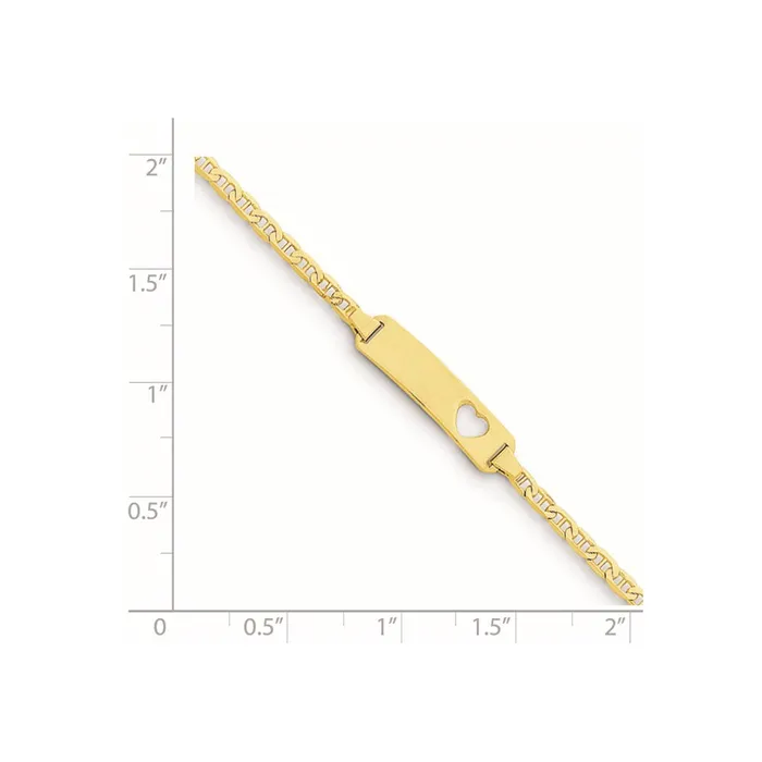 Bracelets MDS Solid 14K Yellow Gold Cutout Heart Anchor Link ID Bracelet Bracelets MDS Solid 14K Yellow Gold Cutout Heart Anchor Link ID Bracelet
