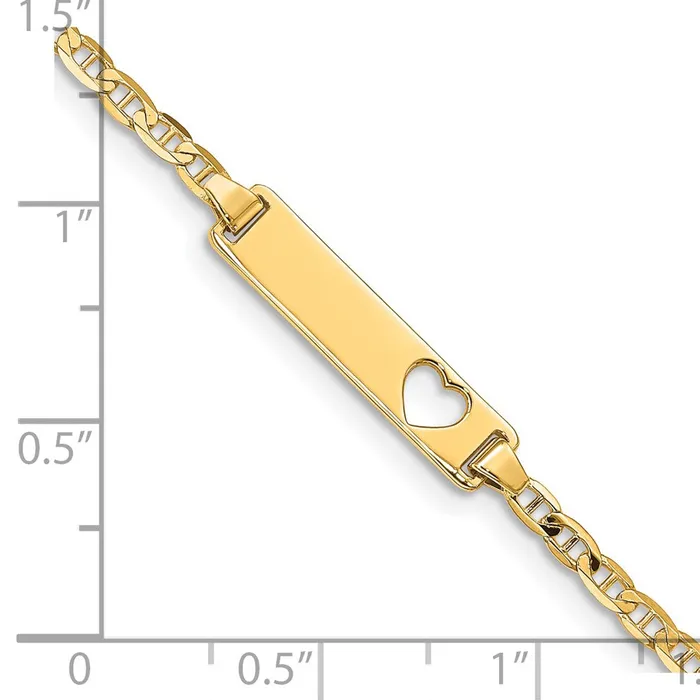 Bracelets MDS Solid 14K Yellow Gold Cutout Heart Anchor Link ID Bracelet Bracelets MDS Solid 14K Yellow Gold Cutout Heart Anchor Link ID Bracelet