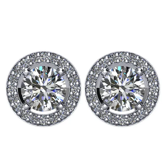 Certified 2 12 CTW Diamond HaloStyled Stud Earrings in 14kt White Gold Goldia Earrings