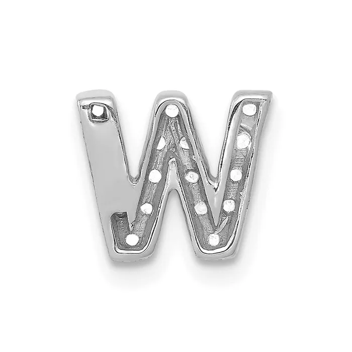 Charm Necklaces 14K White Gold Real Diamond Letter W Initial Charm Goldia