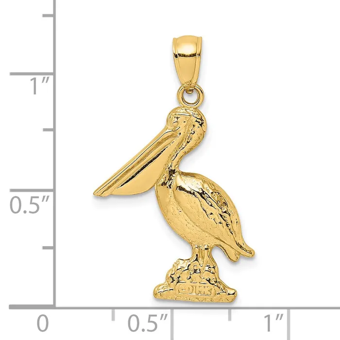 Charm Necklaces 14k Yellow Gold 3D Pelican Standing Charm Goldia