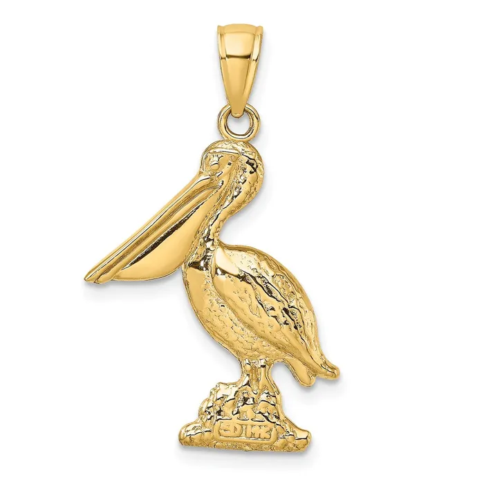 Charm Necklaces 14k Yellow Gold 3D Pelican Standing Charm Goldia