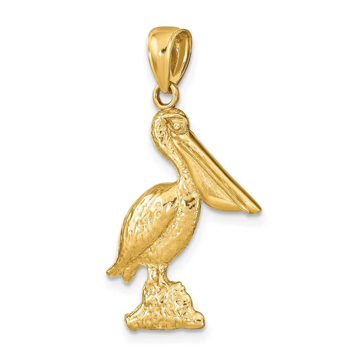 Charm Necklaces 14k Yellow Gold 3D Pelican Standing Charm Goldia