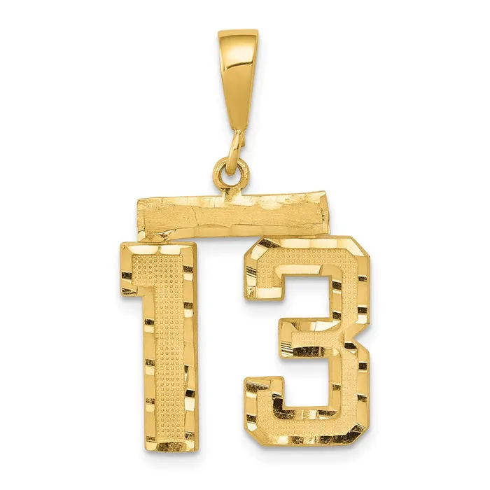 Charm Necklaces 14k Yellow Gold Medium Diamondcut Number 13 Charm Goldia