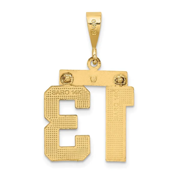 Charm Necklaces 14k Yellow Gold Medium Diamondcut Number 13 Charm Goldia