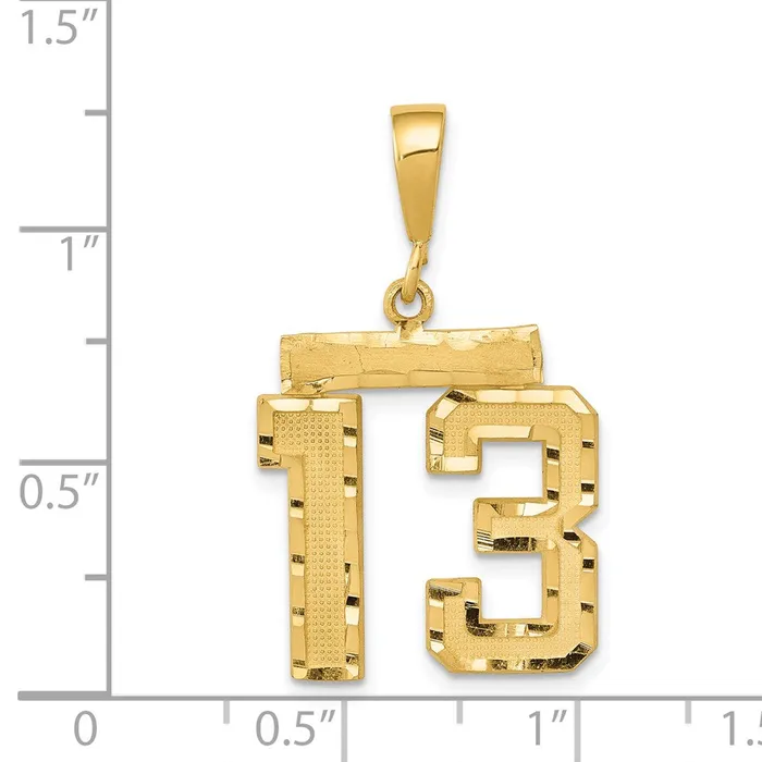 Charm Necklaces 14k Yellow Gold Medium Diamondcut Number 13 Charm Goldia