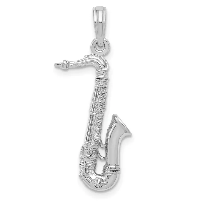Charm Necklaces Goldia 14k White Gold Solid Polished 3D Saxophone Charm