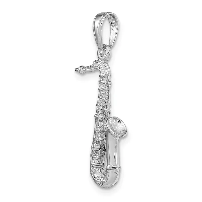 Charm Necklaces Goldia 14k White Gold Solid Polished 3D Saxophone Charm