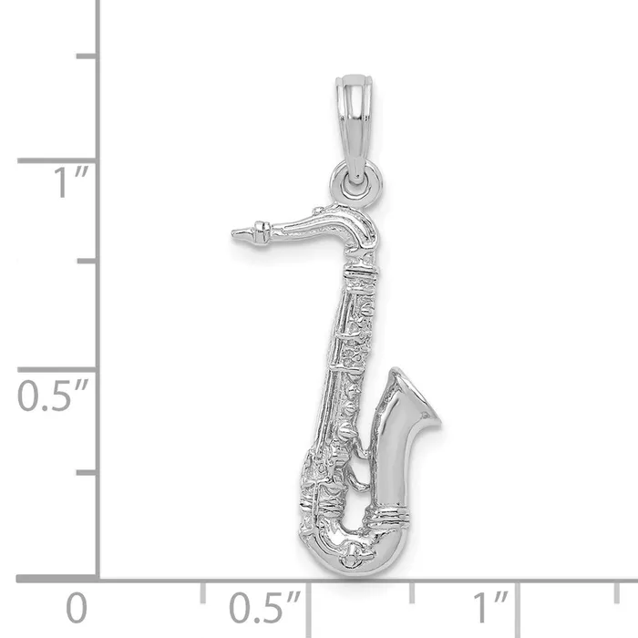 Charm Necklaces Goldia 14k White Gold Solid Polished 3D Saxophone Charm