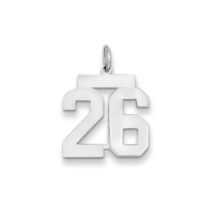 Charm Necklaces Goldia 14k White Gold WG Medium Polished Number 26 Charm