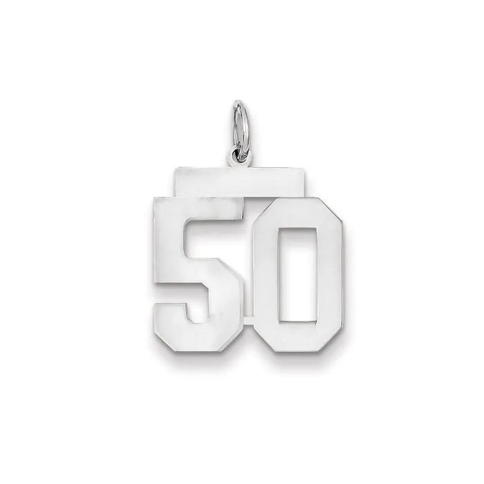 Charm Necklaces Goldia 14k White Gold WG Medium Polished Number 50 Charm